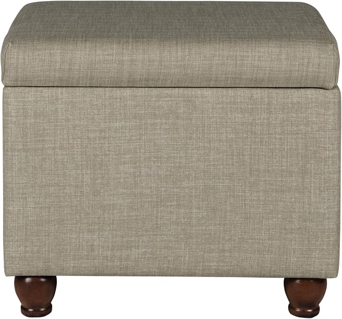 HomePop 22" Medium Rectangular Storage Ottoman - Tan Linen