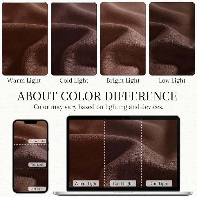 Rustic Brown Kitchen Tier Curtains 24 Inch Length Linen Blend Privacy French Country Light Filtering Short Curtain with Rod Pocket Back Tab for Over Sink Window Bathroom Laundry 2 Panels 30Wx24L