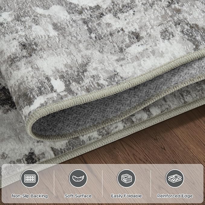 9x12 Area Rugs for Living Room Rug Washable: Modern Large Rug for Dining Room Bedroom Carpet Non Slip 9 by 12 Indoor Abstract Nursery Home Office Black Gold