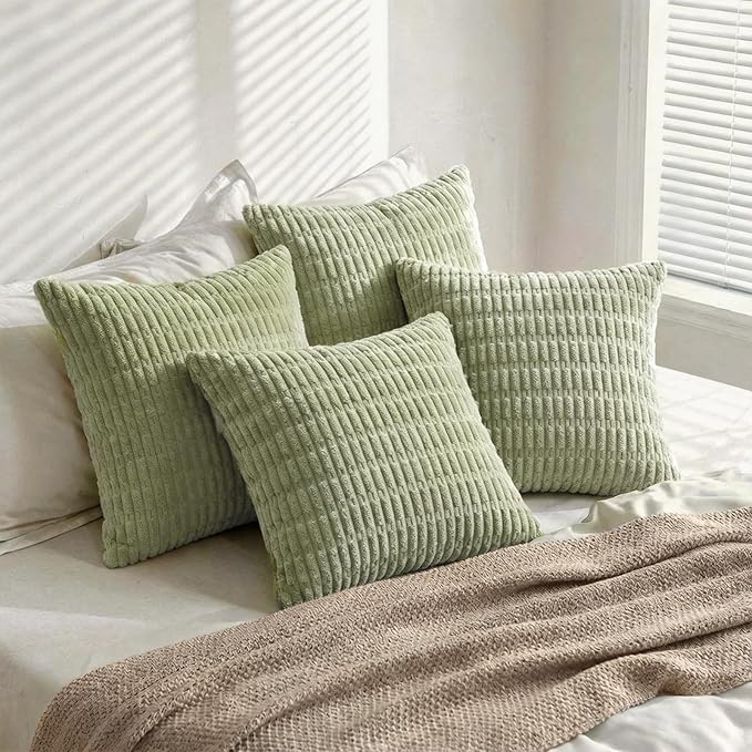 Fancy Homi 4 Packs Decorative Throw Pillow Covers for Living Room Couch Bed, Modern Farmhouse Boho Home Décor Accent Cushion Case, 24" x 24" (Pack of 4), Sage Green