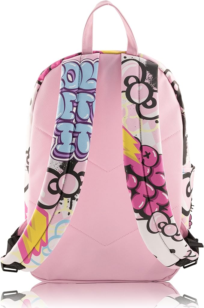 Fast Forward Sanrio Hello Kitty Backpack for Teens | 16" Saffiano Leather School Bookbag with Rubber Luggage Tag | Hello Kitty Backpack Purse for Girls, Boys, Unisex | Officially Licensed