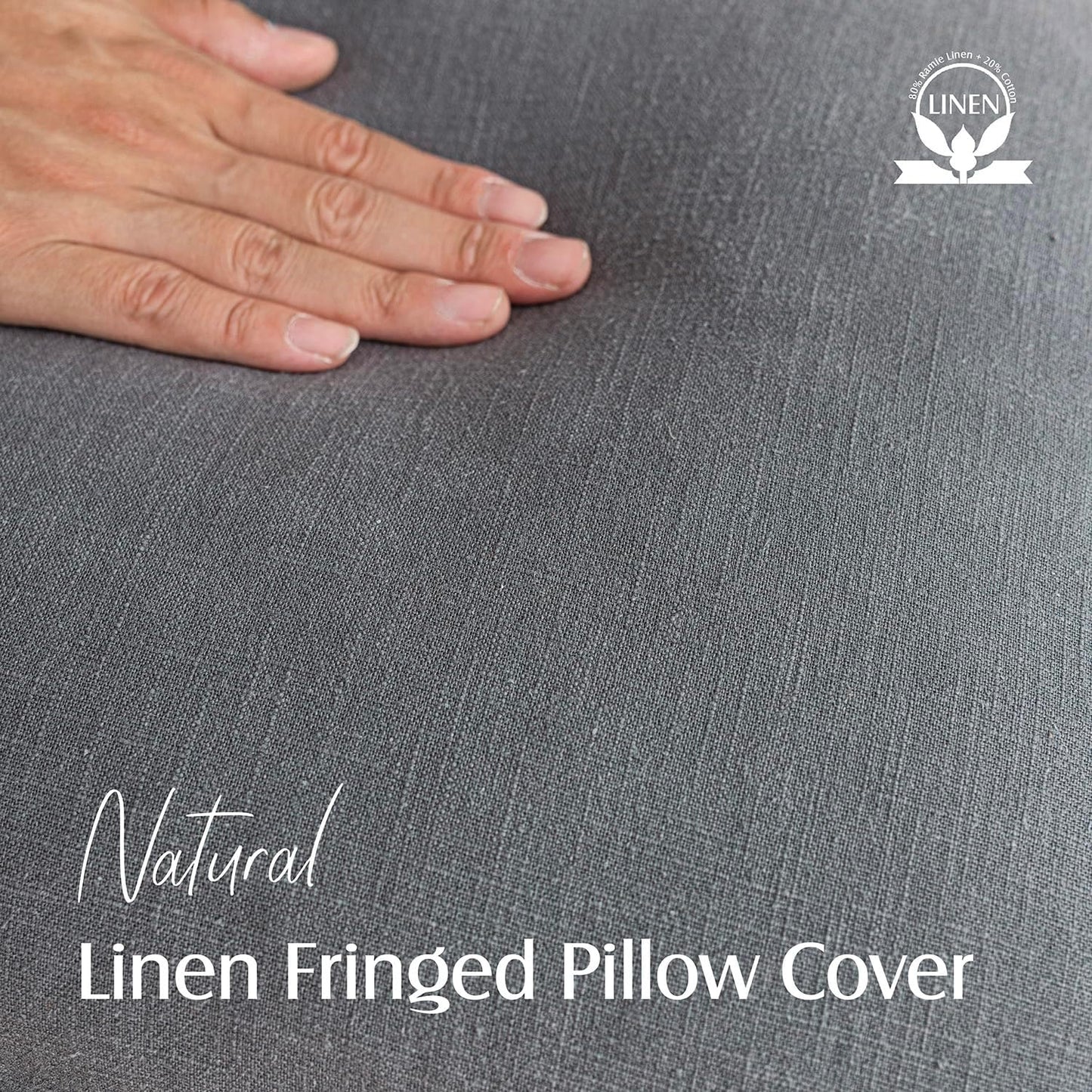 Foindtower Set of 2 Decorative Linen Fringe Throw Pillow Covers Cozy Farmhouse Boho Cushion Cover with Tassels Soft Accent Pillowcase for Couch Sofa Bed Living Room Home Decor 20×20 Inch Gray