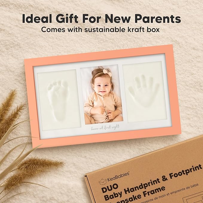 KeaBabies Baby Hand and Footprint Kit and Inkless Baby Handprint And Footprint Kit Frame - Prints Duo Photo Frame for Newborn - Personalized Kids Picture Frame for Newborn