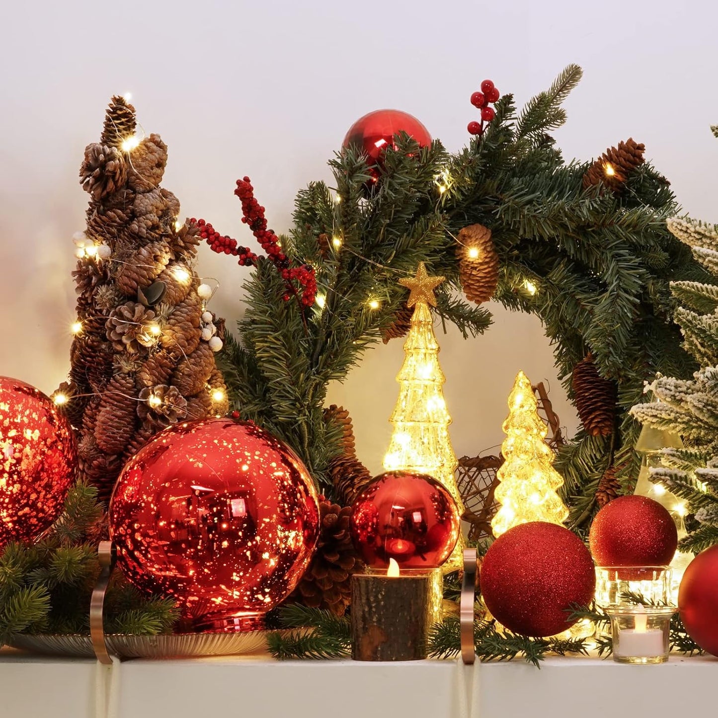 XmasExp Large Christmas Ball Ornaments,1pcs Red Giant Shatterproof Plastic Hanging Mercury Xmas Ball Decorations Christmas Tree Ornaments (Red, 8")