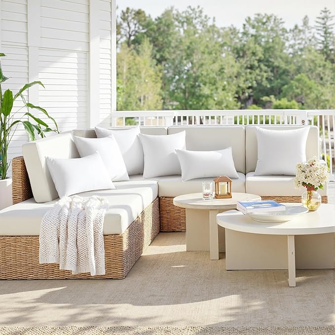 MIULEE 12x20 Outdoor Pillows,Set of 2 Throw Pillows Waterproof,Soft Support Throw Inserts Decorative Water Resistant for Patio Furniture and Garden