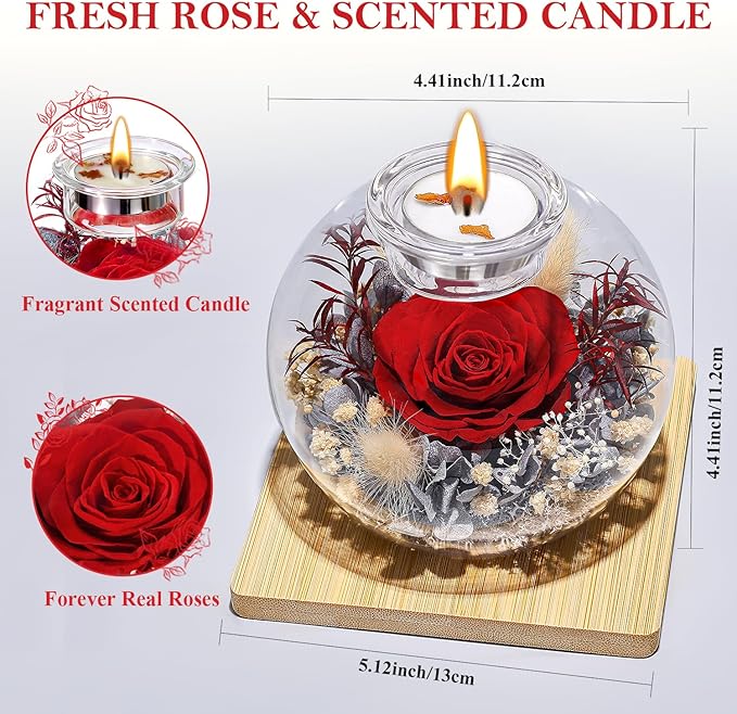 Mothers Day Rose Gifts for Mom Birthday Gift for Women Preserved Rose in Glass with 2 Fragrances Eternal Purple Roses Forever Flowers for Delivery Mothers Day Flower Gifts for Mom Grandma Wife Sister