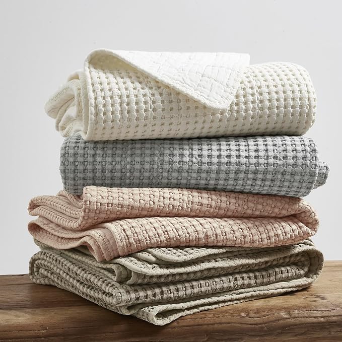 Levtex Home - Mills Waffle - Throw - Blush Cotton Waffle - Throw Size 50 x 60in.