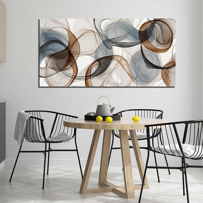 AOZEMI Abstract Art Wall Decor Light Blue Wall Art Brown Canvas Art Print Modern Large Artwork for Bedroom Bathroom Living Room Office 29"x 59"