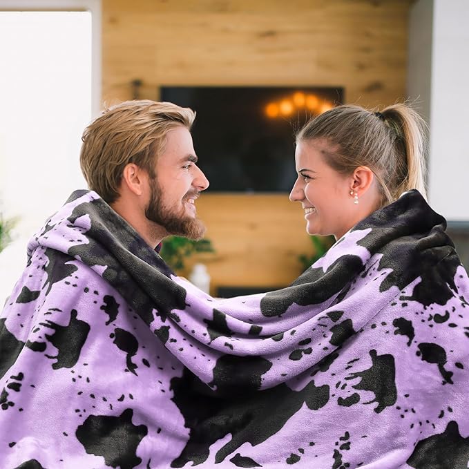 King Size Fleece Blanket for Bed, Oversized Warm Fuzzy Soft Cozy Purple Couch Blanket for Adults & Couples, Extra Large Home Room Decor for All Season, 90x108 inches