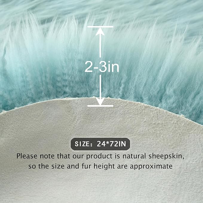 Premium Genuine Sheepskin Area Ruge - Real Wool Fur Shaggy Carpet | Fluffy Soft Natural Lambskin Rug Seat Chair Covers for Couch Sofa Bedroom Living Room(Light Blue,2×6 Feet Sheepskin)