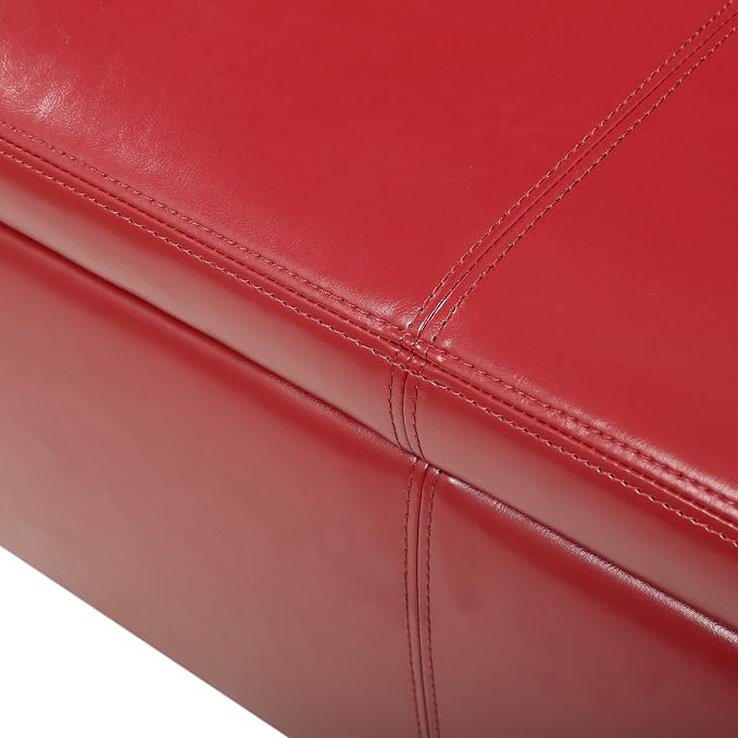 Christopher Knight Home Glouster PU Storage Ottoman, Red 17. 50D x 51. 25W x 16. 25H