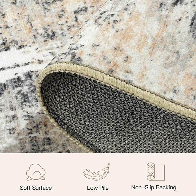 Lofus 10x14 Area Rug for Living Room,Gold Abstract Large Rugs with Non-Slip Backing, Neutral Modern Washable Carpet for Bedroom Dining Room Home Office Nursery Indoor