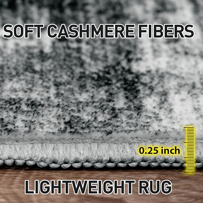 4x6 Area Rugs Washable Rug: Modern Abstract Living Room Rug Soft Anti-Skid Thin Carpet Indoor Floor Non-Shedding Carpets for Bedroom Dining Room Farmhouse Nursery Home Office - Black