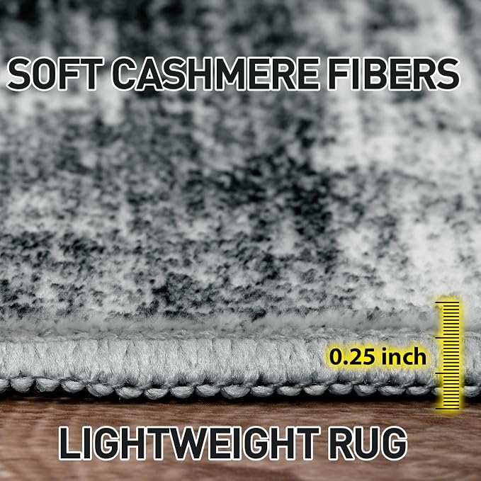 5x7 Area Rugs Washable Rug: Modern Abstract Living Room Rug Soft Anti-Skid Thin Carpet Indoor Floor Non-Shedding Carpets for Bedroom Dining Room Farmhouse Nursery Home Office - Black