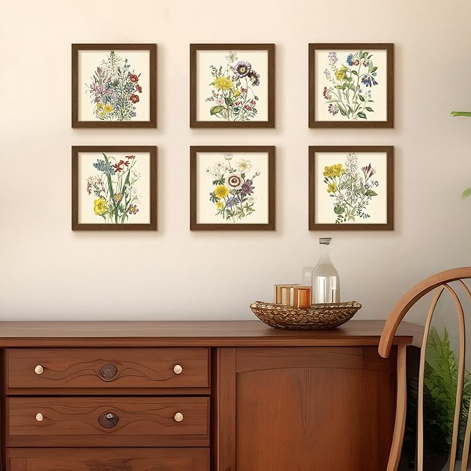 upsimples 8x8 Picture Frame, Display Pictures 4x4 with Mat or 8 x 8 Without, Wall Hanging Photo Frames, Brown, 1 Pack