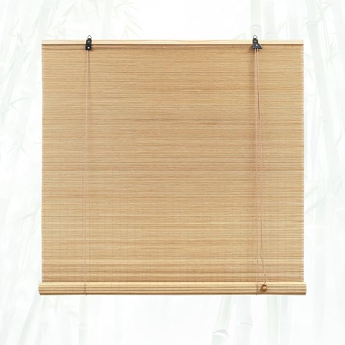 Glimer Bamboo Blinds for Interior Windows, Natural Roll Up Bamboo Shades for Indoor Windows & Outdoor Patio, Light Filtering Bamboo Window Shades for Living Room, Porch, Balcony, Easy to Install
