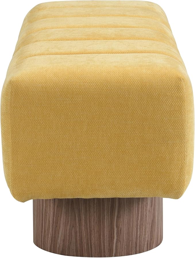 Christopher Knight Home Manila 50" Chenille Fabric Dining Bench for 2 People, Upholstery Ottoman Bench, End of Bed Footstool, Living Room Sofa Extra Seat/Footrest, No Assembly Needed, Mustard Yellow