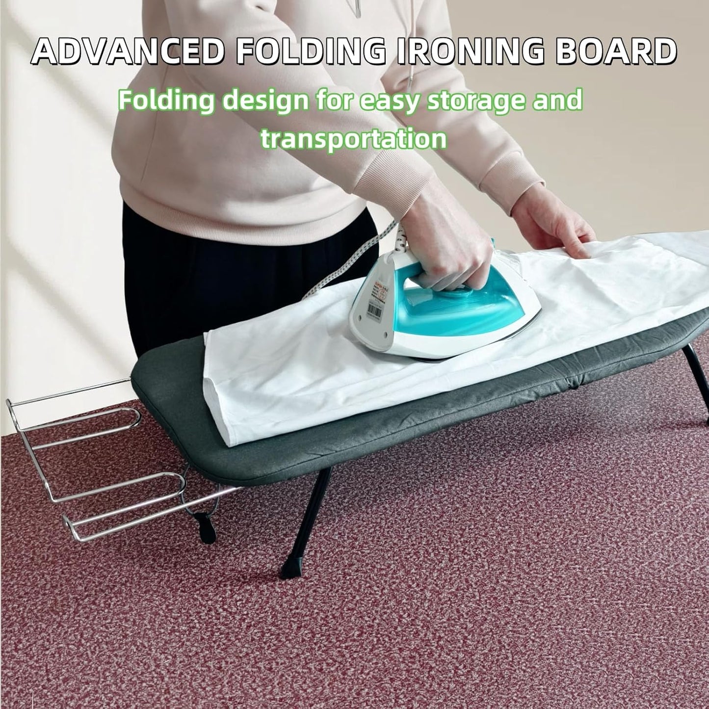 Compact Foldable Tabletop Ironing Board - with Iron Rest and Heat Resistant Cover, Portable Non-Slip Mini Iron Board for Home and Travel