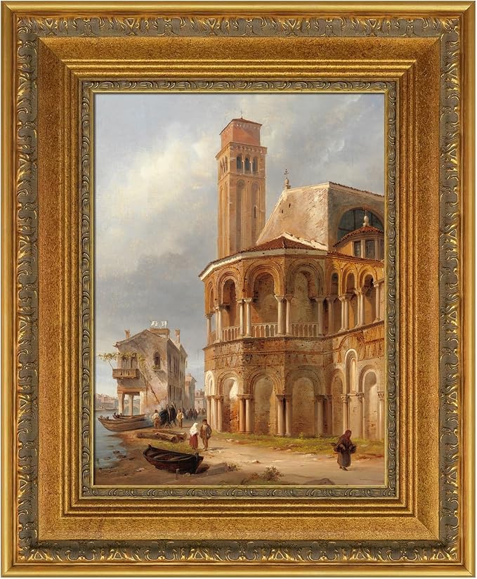 Vintage Canvas Frame for 18x24 Art Prints Oil Paintings, 3.6" Extra Wide DIY Wood Ornate Open Back Wall Picture Frames for Landscape Family Animal Memorial Portraits, No Glass & Back (Gold)