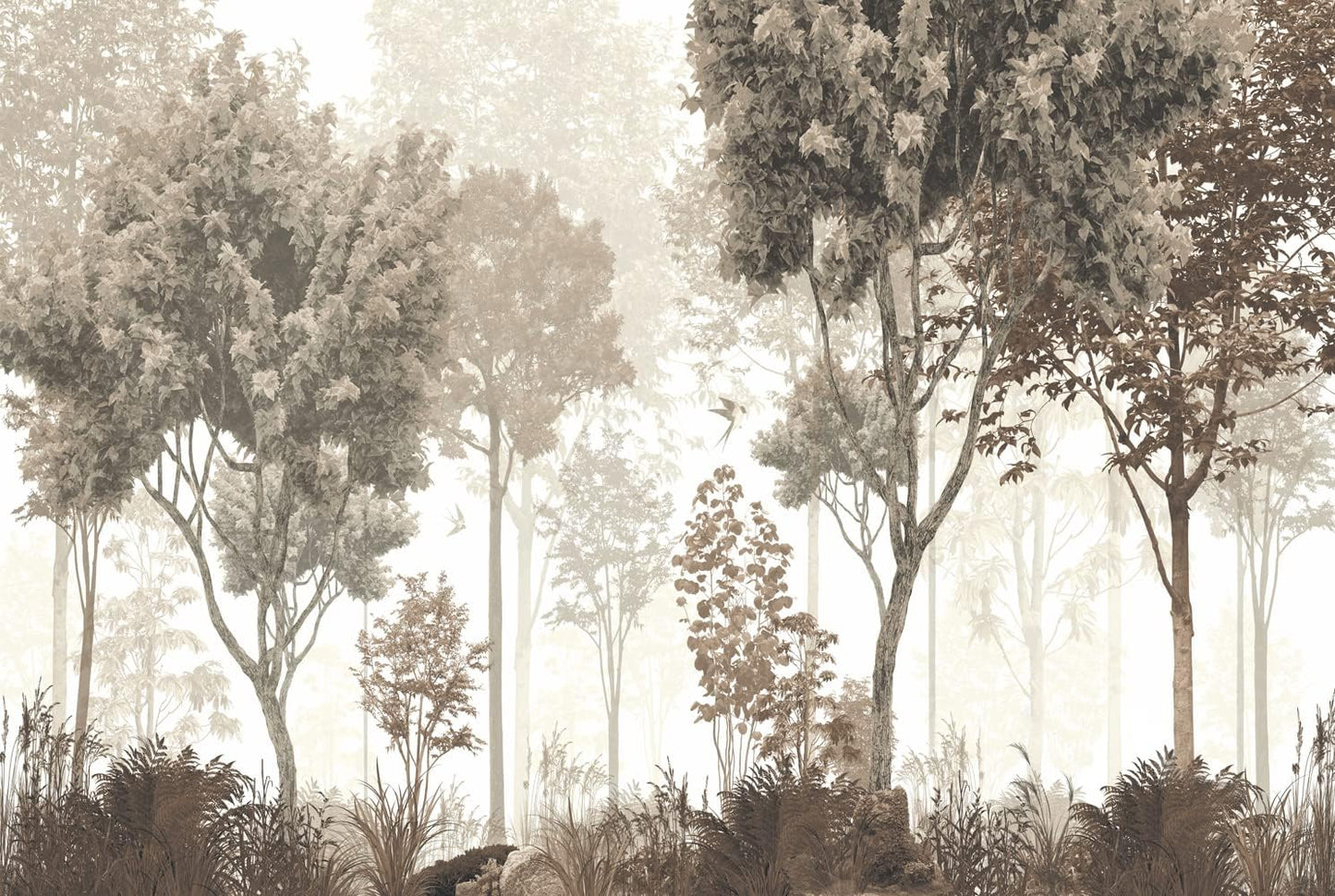 Vintage Forest Wallpaper Nature Wall Mural Wallpaper for Bedroom Living Room (Not Peel n' Stick)