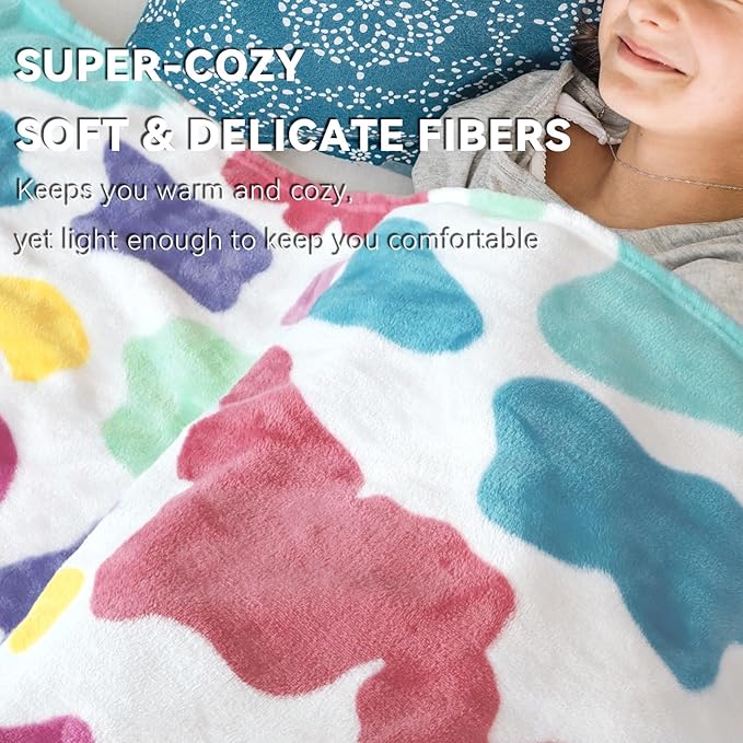 Fleece Blankets Twin Size for Bed Couch, Ultra Soft Plush Rainbow Twin Throw Blanket for Women Teen Girls, Colorful Home Room Decor, Cozy Gifts for Birthday Graduation 60x80 Inches