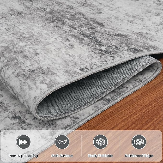 9x12 Area Rugs for Living Room Rug Washable: Modern Large Rug for Dining Room Bedroom Carpet Non Slip 9 by 12 Indoor Abstract Nursery Home Office Grey