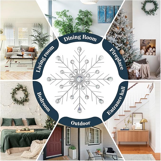 ZEXUIRU 3 Pack Silver Sunburst Wall Decor – Metal Crystal Wall Art with Sparkling Rhinestones, 14’’/18 Inch Starburst Wall Hanging Set for Living Room Bedroom Bathroom – Modern Bling Home Decorations