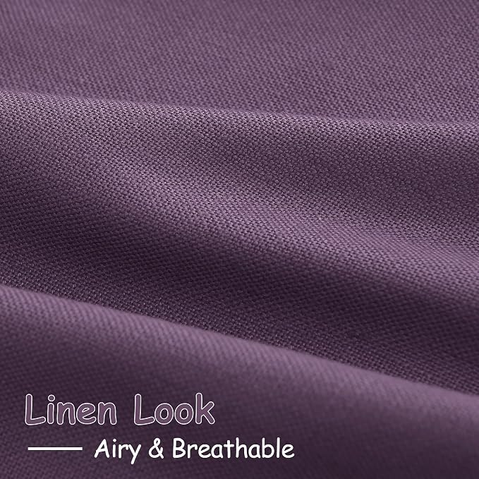 Nanspring Plum Linen Kitchen Curtains 30 Inch Length 2 Pack Semi Sheer Linen Blend Minimalist Light Filtering Short Drapes Back Tab Rod Pocket for Small Windows Cafe Bathroom Laundry 36Wx30L