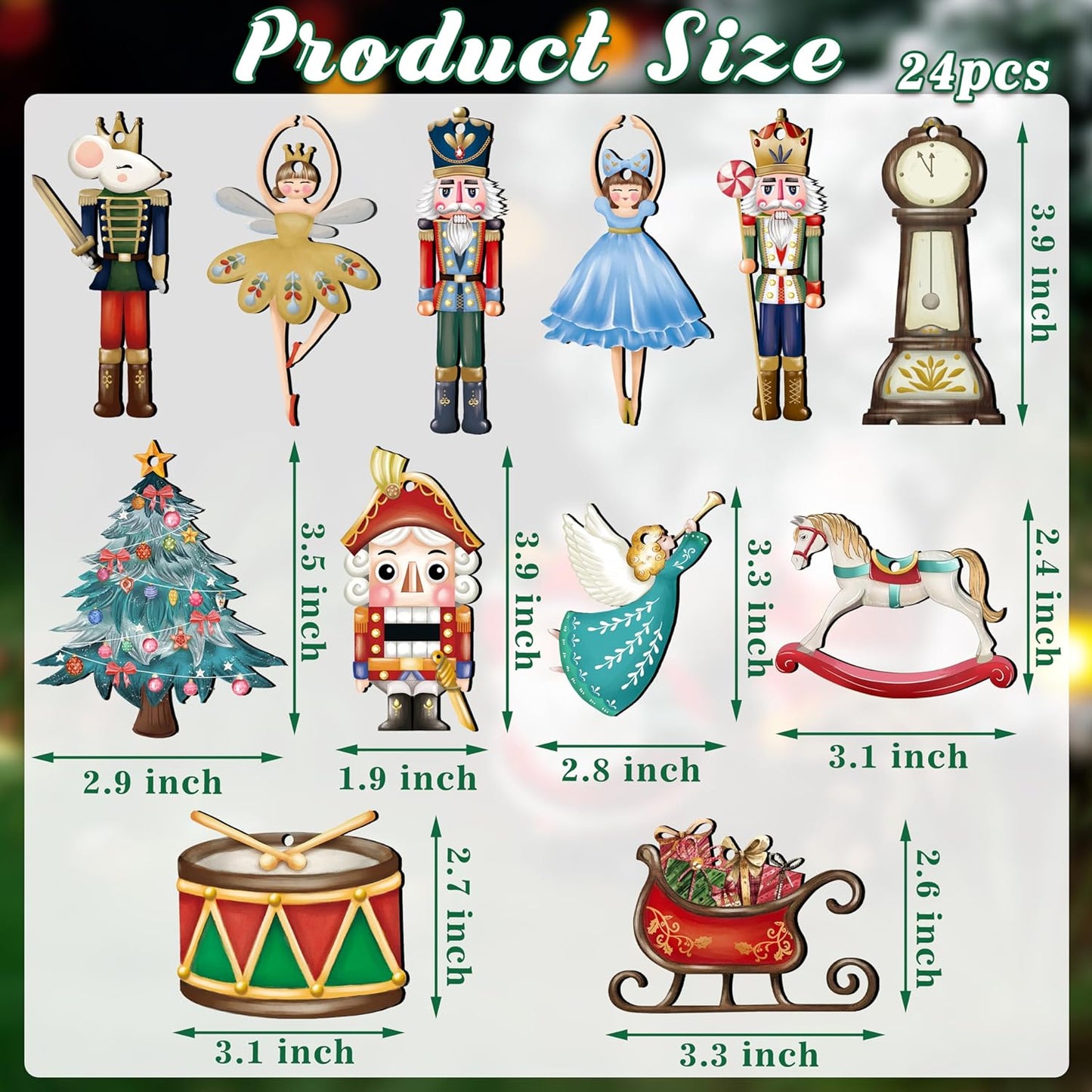 24 Pieces Christmas Nutcracker Wooden Ornaments Wood Hanging Decoration Set for Christmas Tree Hanging Wood Crafts Holiday Decor Xmas Party Supplies (Xmas-Nutcracker-B)