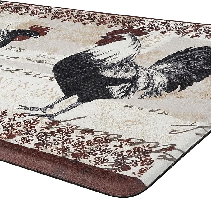 Anti-Fatigue Floor Comfort Mat - 18 x 30 Inch (Rooster) - Waterproof Non-Slip Rug - Easy to Clean Cushioned Mat for Kitchen, Bathroom, Standing Desk & Office - Achim Home Decor