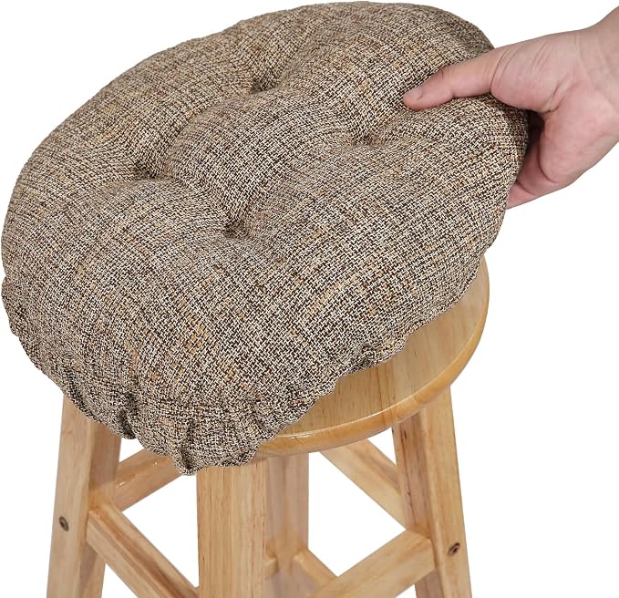 SINOSSO Modern Bar Stool Cushion Dia.13, Fashion Interweaving Design Anti-Skid Silicone Round Stool Seat Cushion Cover Padded (Light Brown, M,1)