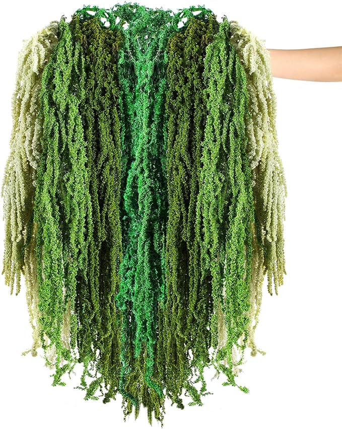Suncalla 12 Pcs Multi Green Spring Natural Dried Amaranthus Hanging Flowers Amaranthus Artificial Flowers for Wedding Arch Bouquet Floral Garland Wall Home Decoration (23 Inch)