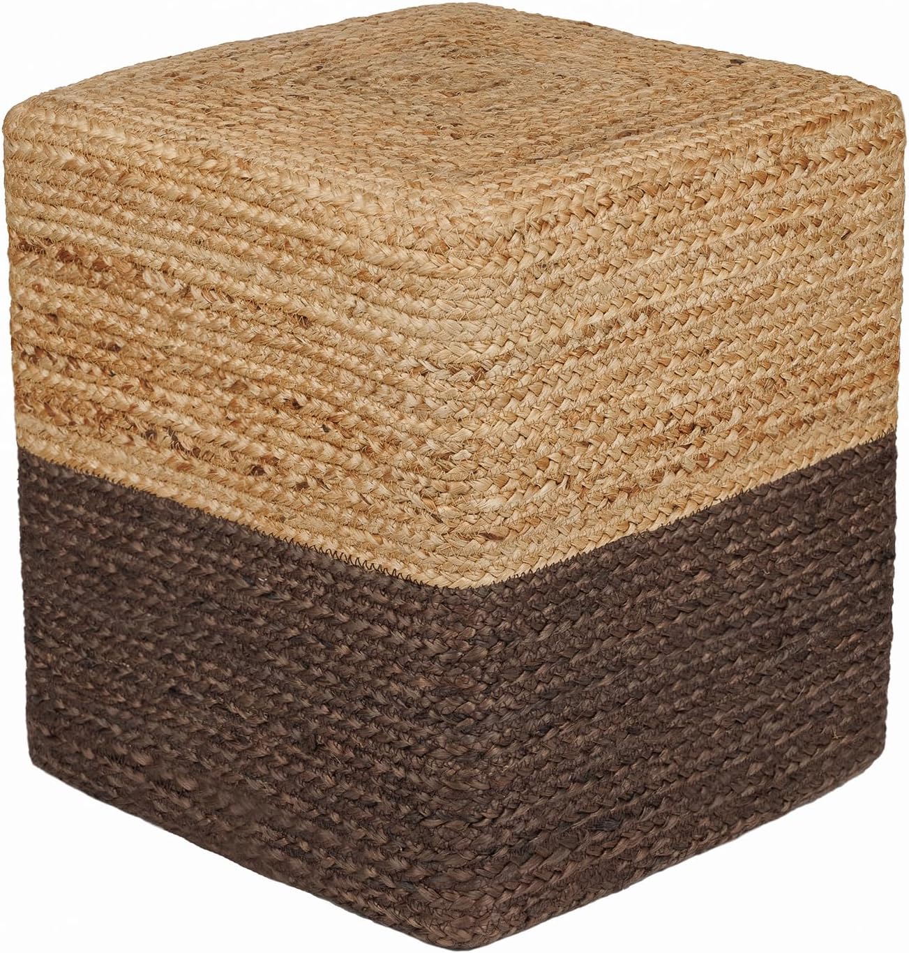 REDEARTH · Cube Pouf Foot Stool Ottoman - Jute Braided Pouffe Poof Accent Sitting Footrest for The Living Room, Bedroom, Nursery, Patio, Lounge - Set of 2 (14.5”x14.5”x16”; Natural Acorn)