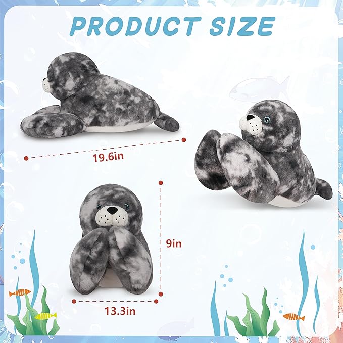 Niuniu Daddy 23" | 3.3 Pound Weighted Seal Plush for Kids Adults, Fat Large Seal Weighted Stuffed Animals, Chubby Body Pillow Plush Animal Toys for Sleeping for Presents Birthday Christmas Holiday