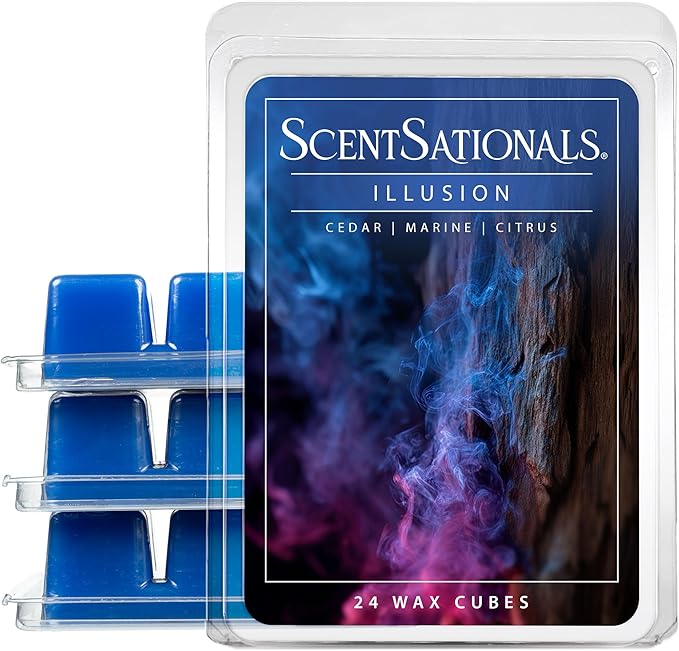 Scentsationals Wax Melts, Wax Cubes Strong Scent - Illusion - Long Lasting Scented Melts for Warmer, 10oz (24-Cubes)
