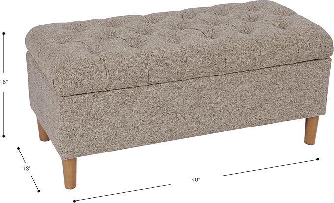 HomePop 40" Ainsley Button Tufted Storage Bench - Midtone Gray