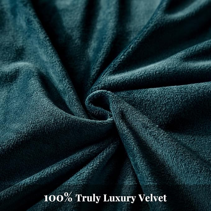 WARMDERN Peacock Blue Flannel Velvet Duvet Cover Queen Size Duvet Cover Bedding Sets, 3pcs Ultra Soft Luxury Textured Modern Crystal Velvet Duvet Covers with Zipper Closure(Peacock Blue, Queen)