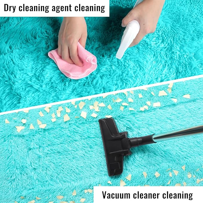 PAGISOFE Soft Fluffy Teal Area Rugs for Bedroom Kids Room Living Room Rug Shag Furry Carpet for Boys Girls Room Modern Plush Decorative Nursery Rugs Solid Accent Floor Rugs Dorm 4' x 6', Blue