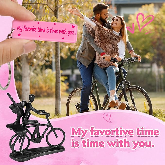 Kresecioo Wedding Anniversary Couples Gifts, Romantic Couple & Bike Statue Cast Iron Sculpture Decoration, Birthday Wedding Anniversary for Women Wife Girlfriend Her, Mothers Day for Wife