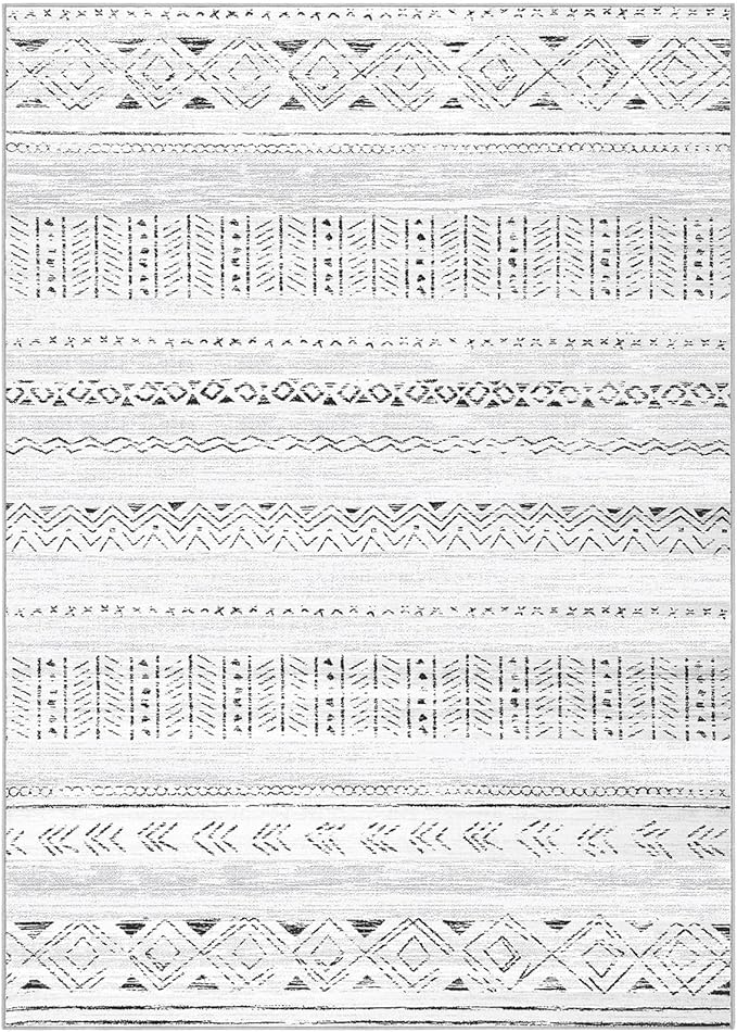 cotiled 10x12 Area Rug Living Room: Washable Boho Rugs with Non Slip Backing Large Soft Indoor Stain Resistant Carpet for Bedroom Farmhouse Dining Room Lightweight Home Decor Dark Grey