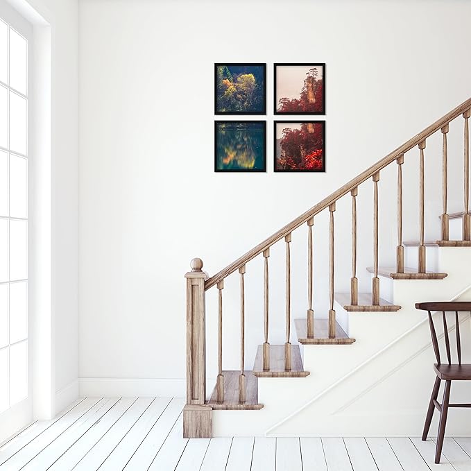 CORE ART 12x12 Picture Frame Set of 4, Display Pictures 10x10 with Mat or 12 x 12 without Mat, Multi Photo Frames Collage for Wall or Tabletop Display, Black
