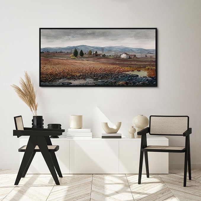 yiijeah Framed Artwork for Walls Extra Large Vintage Nature Earthy Wall Art Scenic Canvas Paintings Decor for Living Room Bedroom Entryway 48x24 Inches