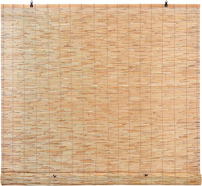 Forever Bamboo Bamboo Reed Cordless Light-Filtering Shades Manual Roll-Up Reed Window Shades Roman Blinds for Indoor Windows by Forever Bamboo, Made of Natural Reed, 72 in W x 72 in H