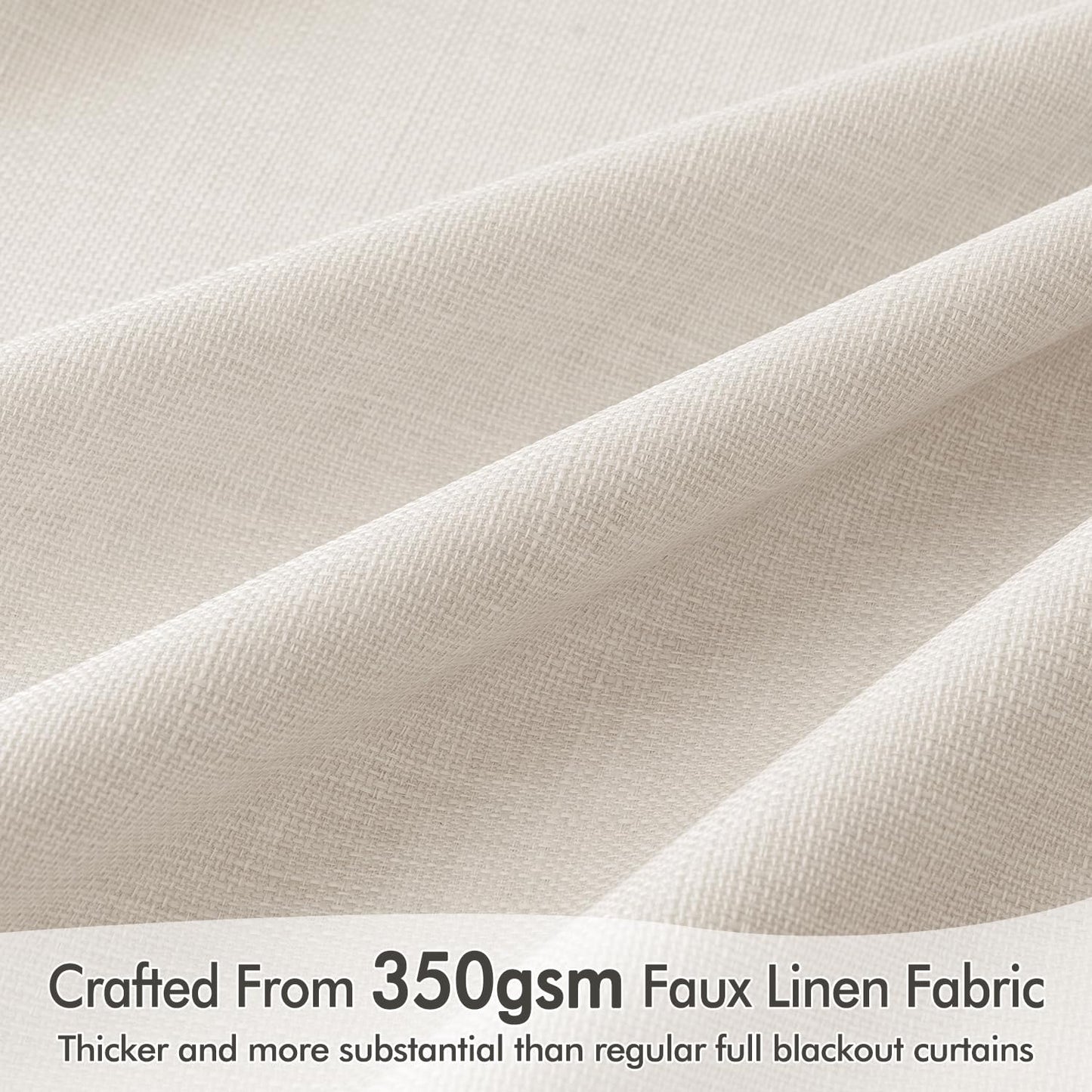 MIULEE 100% Blackout Curtains 108 Inch Long 2 Panels for Bedroom, Thick Luxury Faux Linen Black Out Curtain Room Darkening Back Tab Pleat Window Textured Drapes with Hooks for Living Room, Ivory