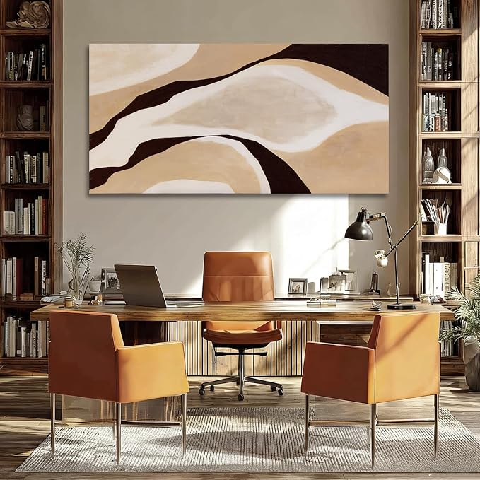 Dolidoteart Beige Brown Black Abstract Canvas Wall Art, Large Wall Decor for Living Room Bedroom Dining Room Office, Modern Neutral Art Print, 29x58 Inch