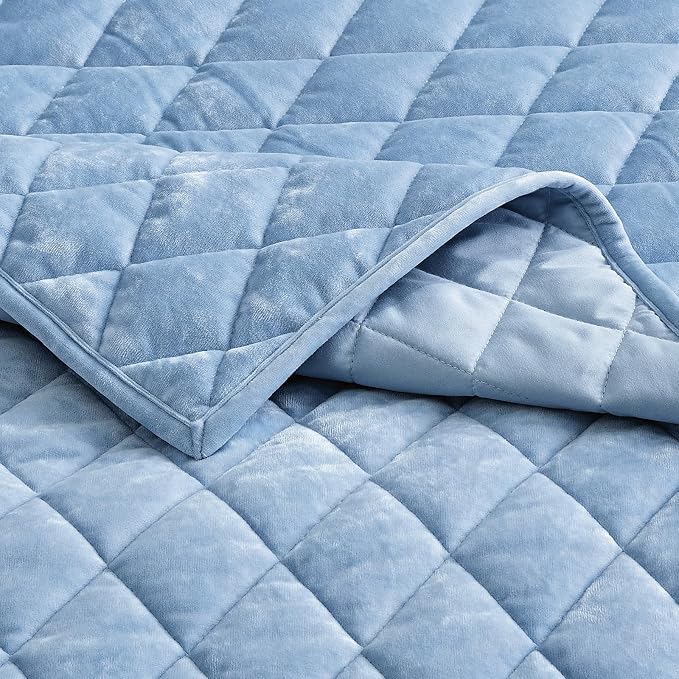 Fredsure 3pc Quilt Set (Light Blue, King)