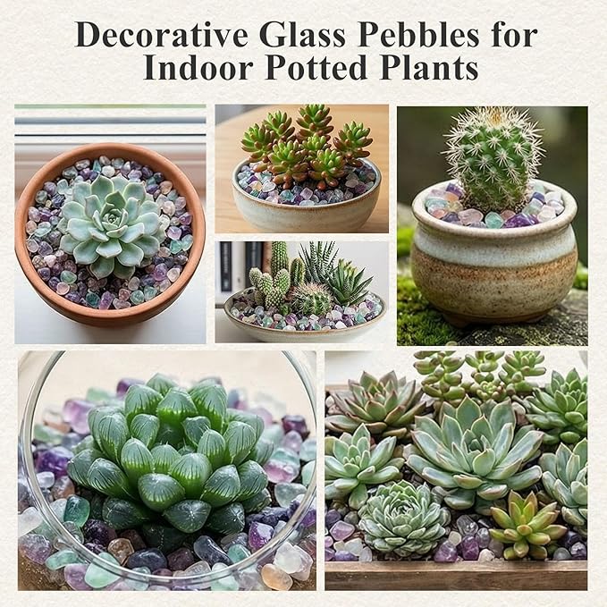 JOHOUSE Quartz Crystals, Crushed Chips Tumbled Polished Stones Assorted Irregular Shaped Decorative Rocks Succulent Pebbles for Indoor Plants Aquarium Betta Fish Tank Gravel Vase Filler DIY Crafts 1LB
