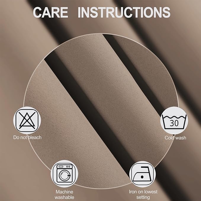 LEMOMO Blackout Curtains 52 x 90 Inch Long Cappuccino Curtains Set of 2 Panels Room Darkening Curtains for Bedroom and Living Room