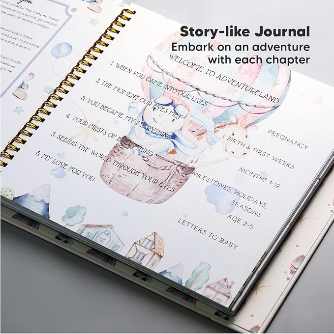KeaBabies Baby Hand and Footprint Kit and First 5 Years Baby Memory Book Journal - Baby Footprint Kit, 90 Pages Hardcover First Year Keepsake Milestone Baby Book, Newborn Keepsake Frame