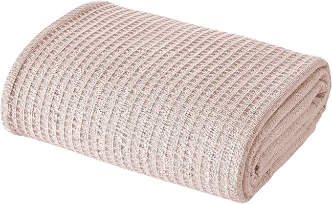 Modern Threads 100% Cotton Waffle Thermal Blanket, Blush, King/California King